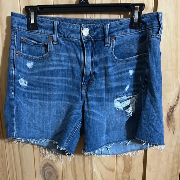 American Eagle Distressed Blue Denim Cutoff Shorts - Picture 1 of 5
